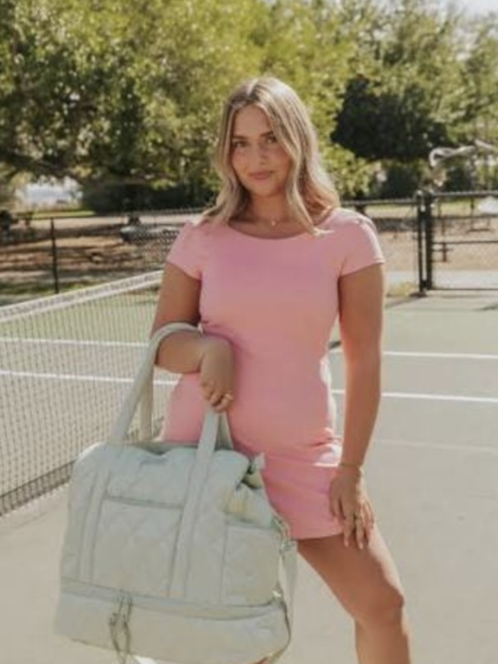 Poppy & Peonies Quilted Light Blue Travel Duffel Bag